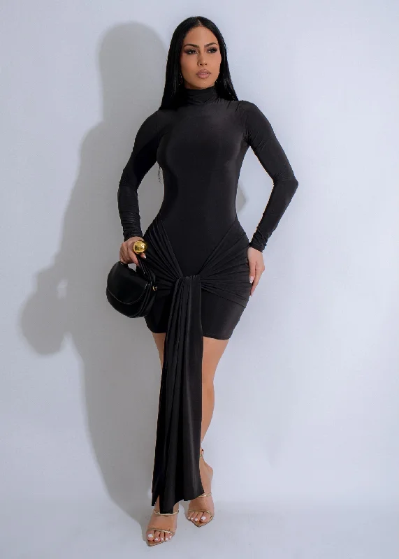 Serene Twist Mini Dress Black