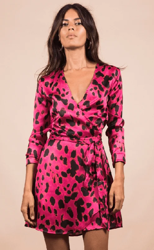 Marley Mini Dress in Pink Leopard