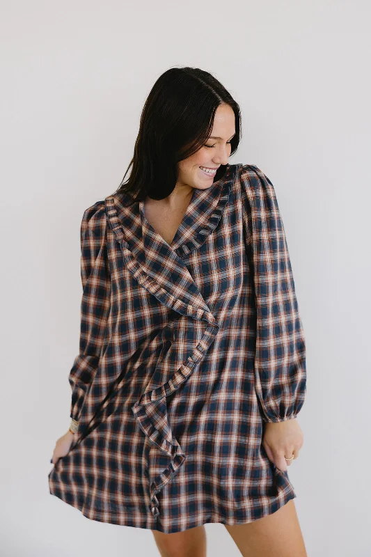 Ayden Mini Dress - Navy Plaid