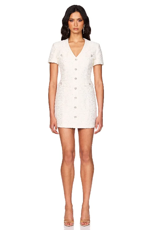 Nookie Tarsha Tweed Mini Dress - White