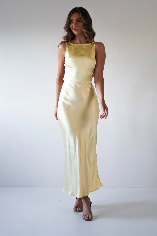 Bayleigh Soft Satin Maxi Dress | Yellow