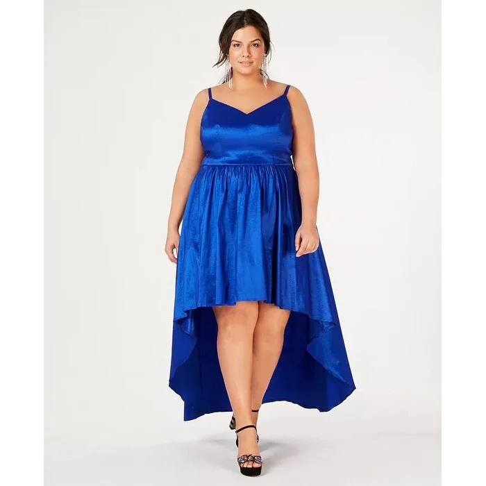 B Darlin Women's Trendy Plus Size High-Low Dress Blue Size 14