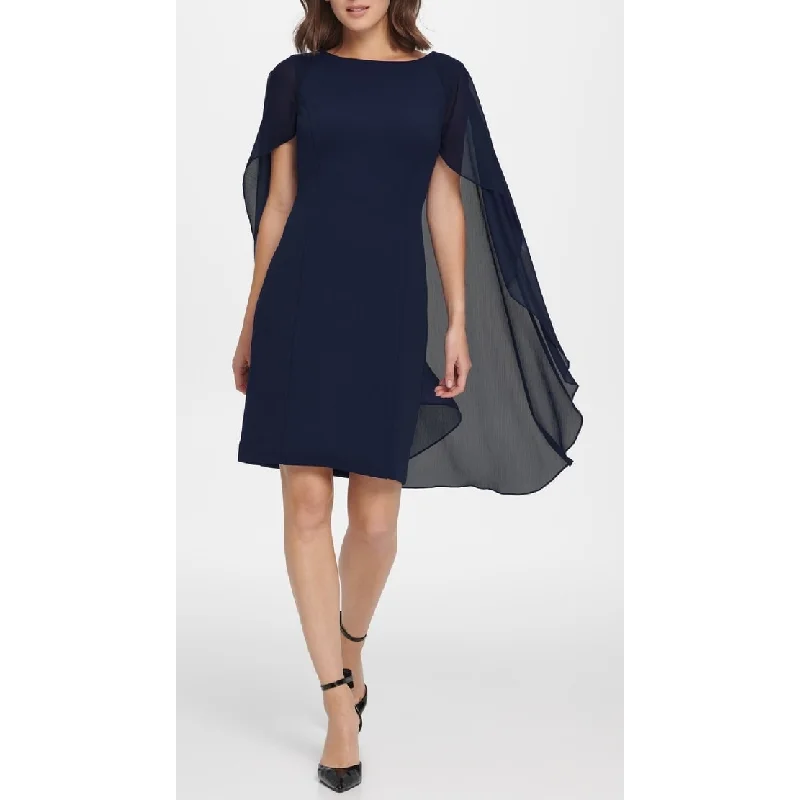 DKNY Women's Sheath With Chiffon Split Sleeves Blue Size 6