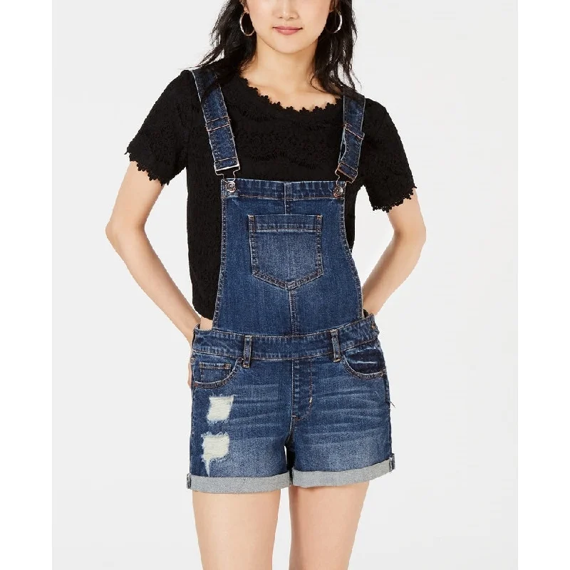 Dollhouse Junior's Cuffed Denim Shortalls Blue Size 7