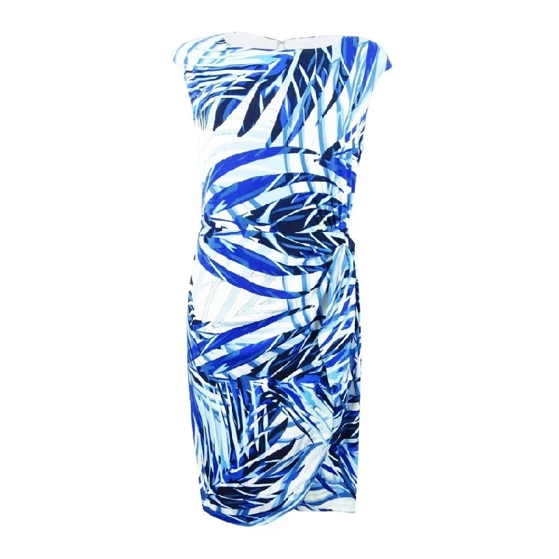 Jessica Howard Women's Palm-Print Side-Tie Dress