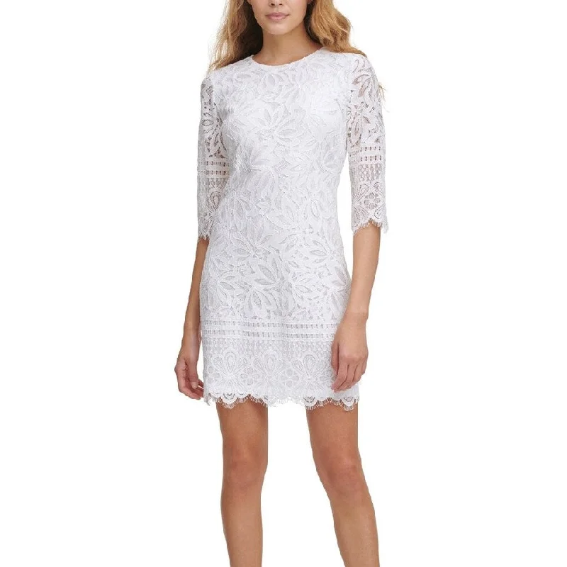 Kensie Women's Lace Sheath Dress White Size 8