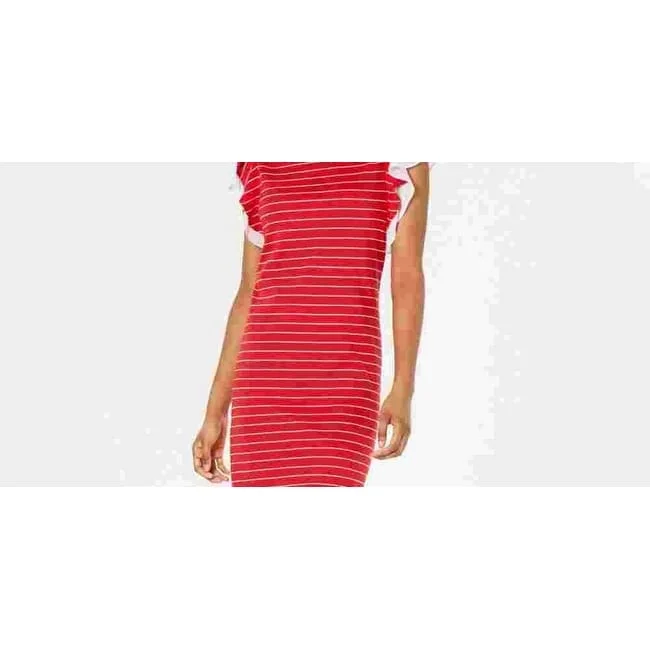 Maison Jules Women's Striped Ruffle-Sleeve Dress Red Size Large