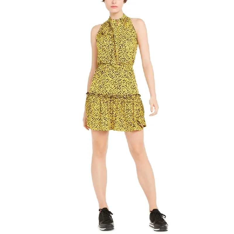 Michael Kors Women's Lily Floral-Print Tiered-Skirt Dress Regular & Petite Yellow Size Petite