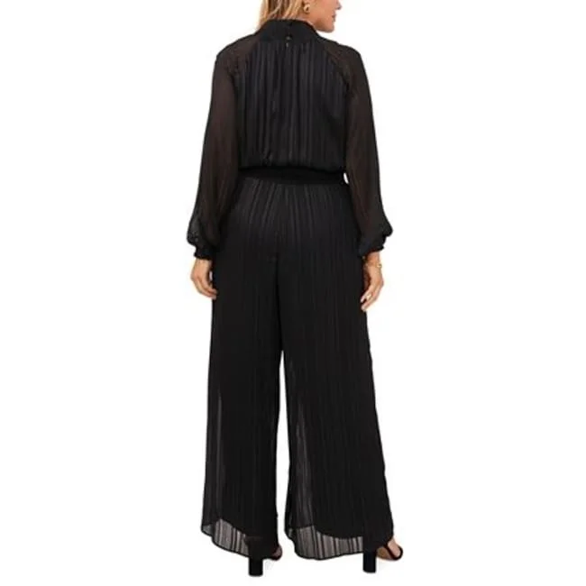 Msk Women's Smocked Waist Jumpsuit Black Size 1X