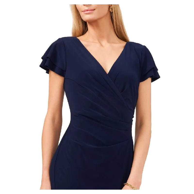 Msk Women's Surplice Sheath Dress Blue Size Small