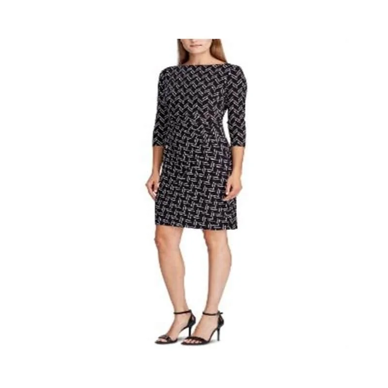 Ralph Lauren Women's Print Jersey Dress Black Size 2 P