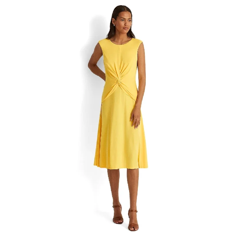 Ralph Lauren Women's Twist Front Jersey Dress Yellow Size 12