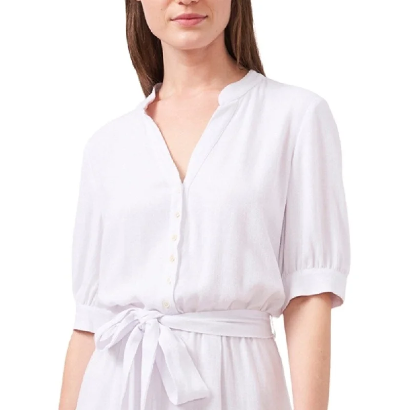 Riley & Rae Women's Tie Waist Off Small Button Front Romper White Size Small