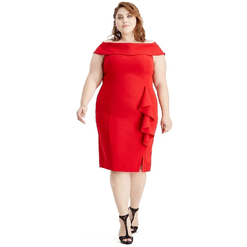 Sl Fashions Women's Plus Size Off-The-Shoulder Sheath Dress Red Size 22W