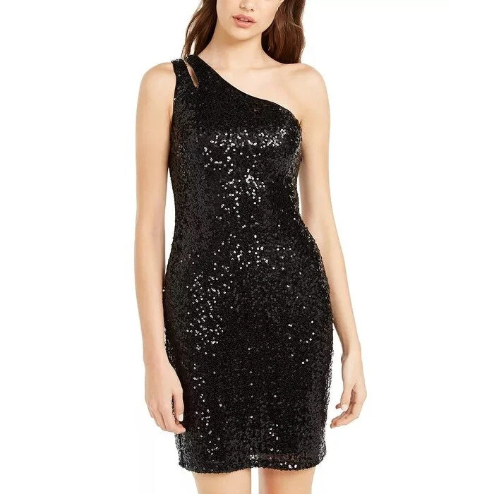 Teeze Me Juniors' One-Shoulder Sequin Dress Black Size 11