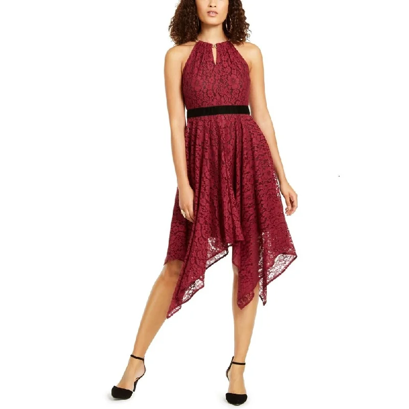 Thalia Sodi Women's Chain Neck Lace Dress Wine Size X-Small