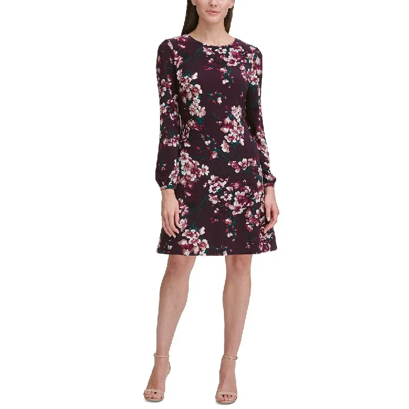 Tommy Hilfiger Women's Floral Jersey A-Line Dress Purple Size 10