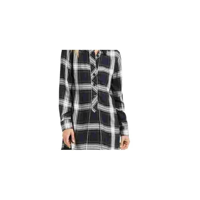 Tommy Hilfiger Women's Plaid High Low Shirtdress Blue Size 8