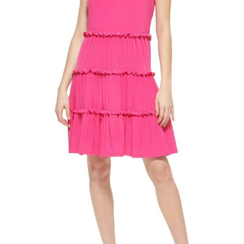 Tommy Hilfiger Women's Tiered Jersey Shift Dress Pink Size 18