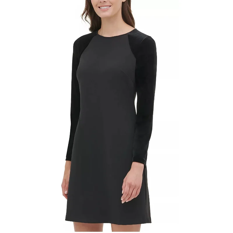 Tommy Hilfiger Women's Velvet Sleeve A Line Dress Black Size 12 Petite