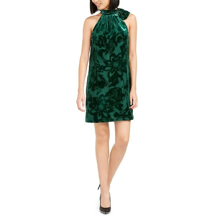 Trina Turk Women's Wish Velvet Burnout Shift Dress Green Size Small