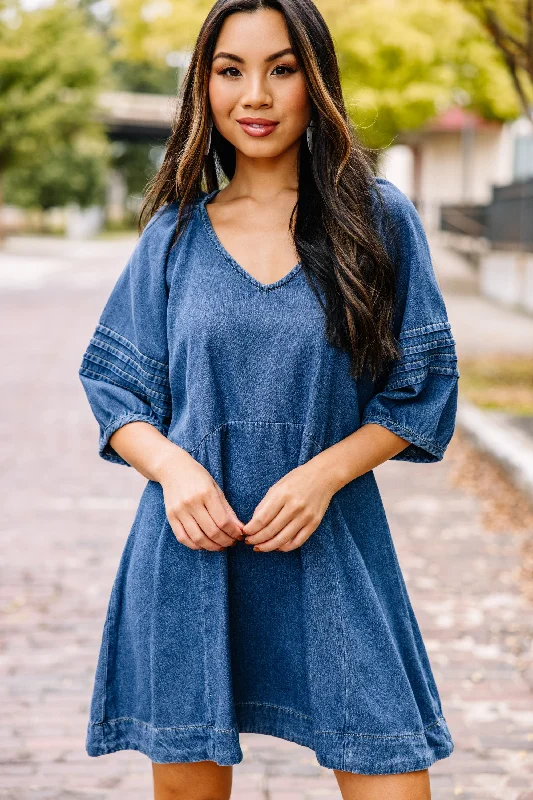 Give You Time Light Wash Denim Dress