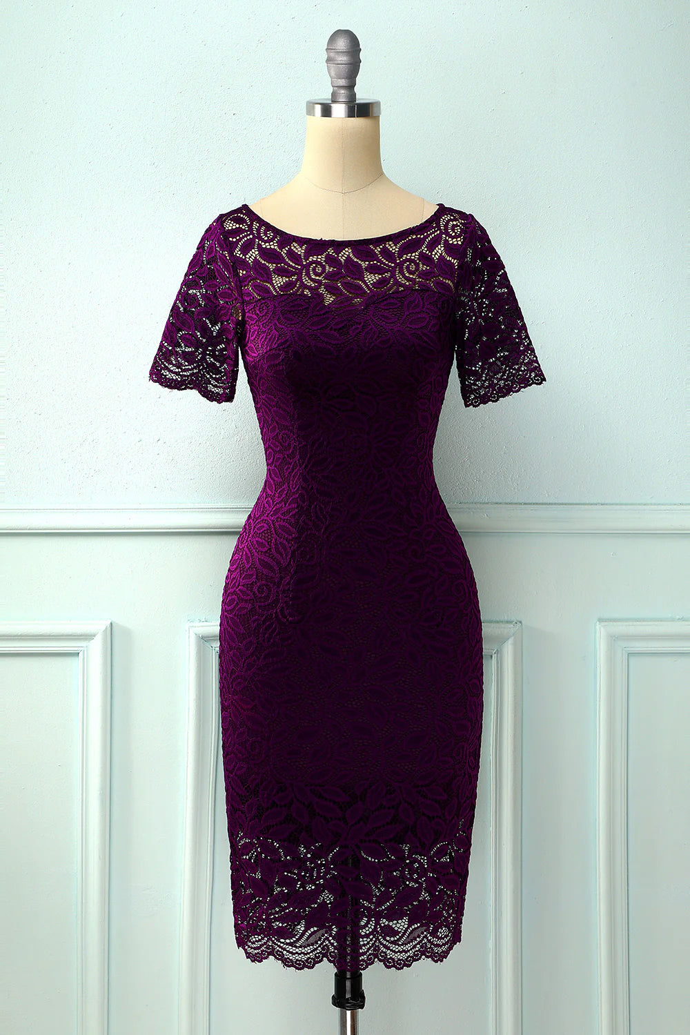 Grape Bodycon Lace Dress Mother of Bride Dress