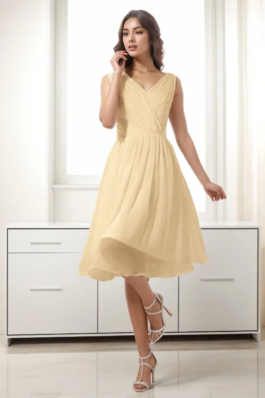 A-Line Tea Length Chiffon Homecoming Dresses CS0528