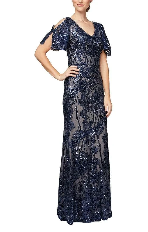 Alex Evenings - V-Neck Floral Sequin Formal Gown 8196611