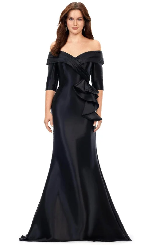 Ashley Lauren 11324 - Pleated Off Shoulder Evening Gown