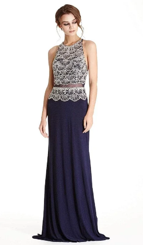 Aspeed Design - Beaded Halter Neck Prom Dress L1643