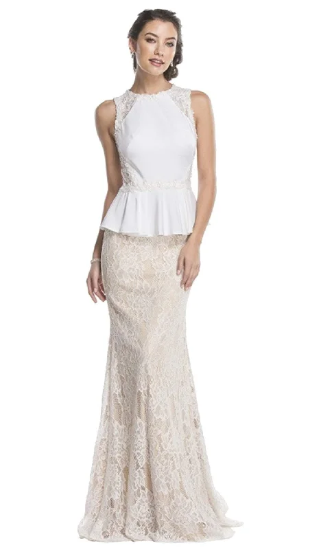 Aspeed Design - Lace Jewel Neck Sheath Evening Dress