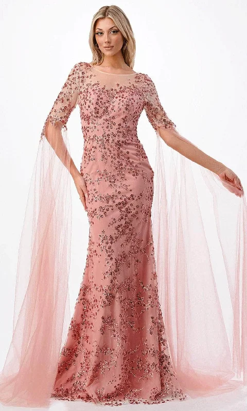 Aspeed Design P2221 - Cape Sleeve Mermaid Evening Gown