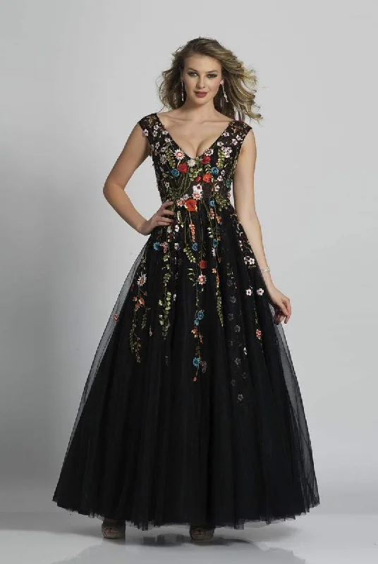 Dave & Johnny - A5703 V Neck Floral Evening Dress