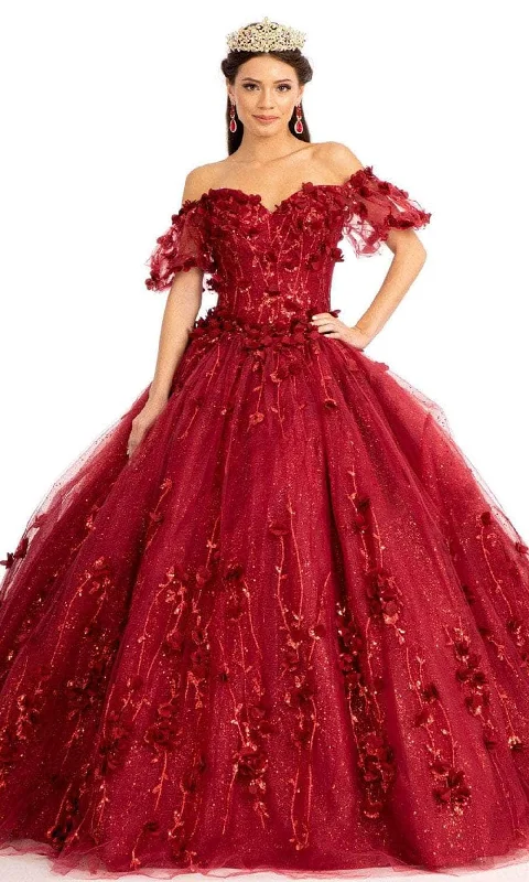 Elizabeth K GL1975 - Floral Glitter Ballgown