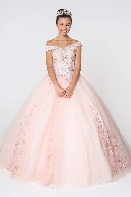 Elizabeth K - GL2802 Floral Embroidered Off Shoulder Ballgown