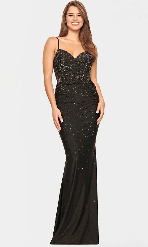 Faviana S10800 - V-Neck Sheer Back Evening Gown