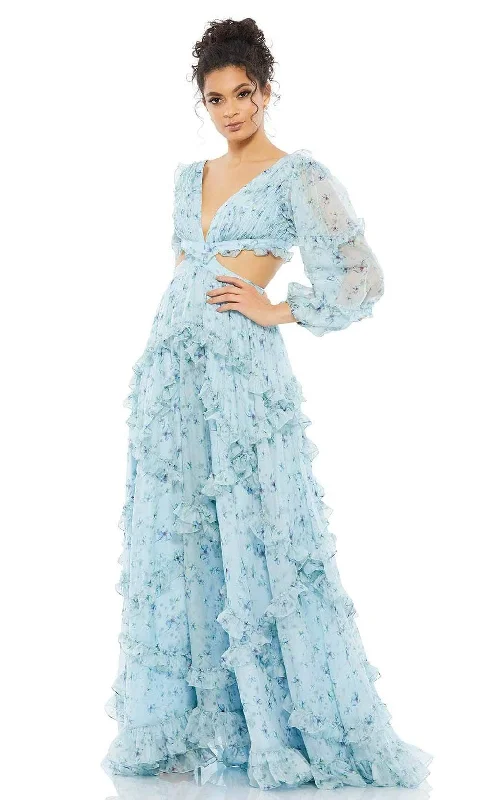 Ieena Duggal - 70249I Ruffle Rich Floral Enchanting Dress