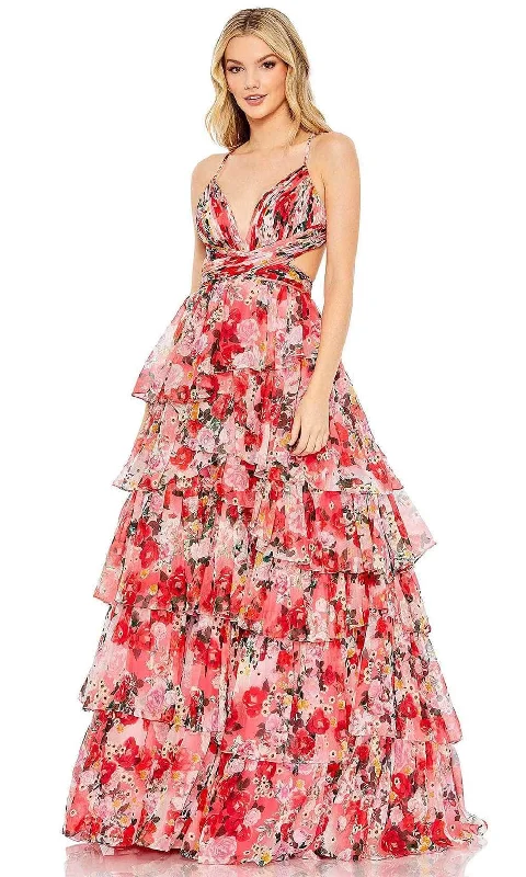 Ieena Duggal 67985 - Ruffled Plunging V-neck Long Dress