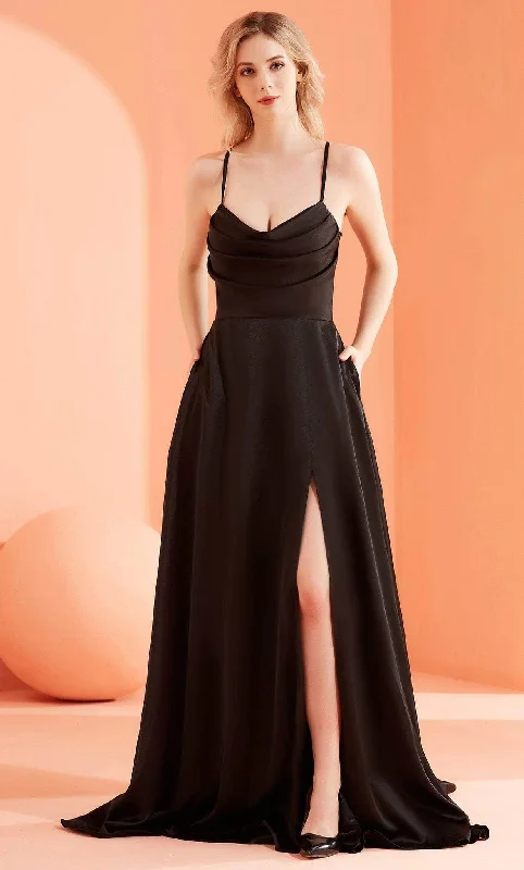 J'Adore Dresses J22055 - Drape Neckline A-line Evening Dress