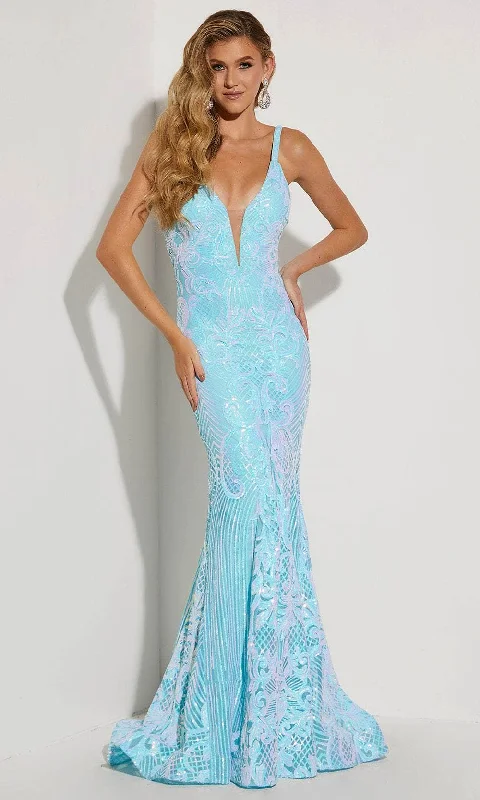 Jasz Couture 7432 - Deep V-Neck Sleeveless Dress