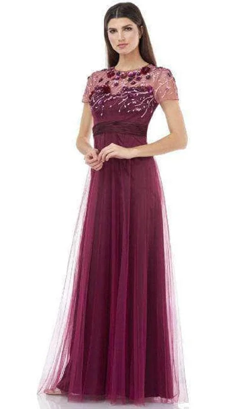 JS Collections 867132 - Floral Applique Mesh Overlay Evening Gown