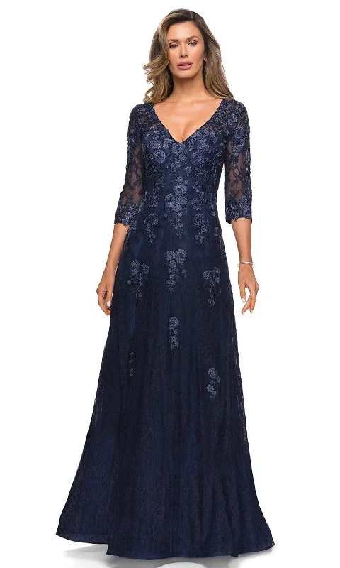 La Femme - 28000 Floral Lace Long Mother of the Bride Gown