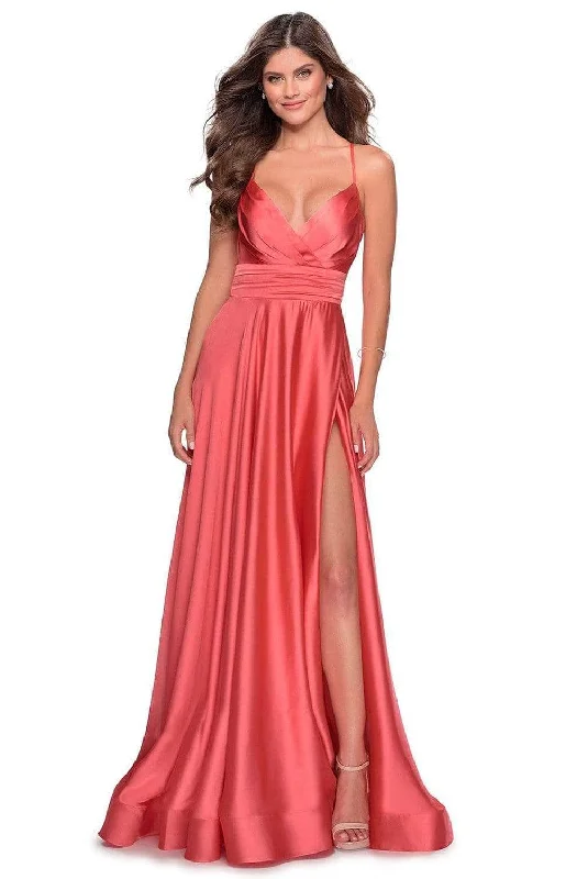 La Femme 28571SC - Strappy Back Satin Evening Gown