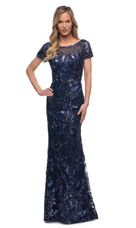 La Femme 29961SC - Short Sleeve Sequin Evening Dress