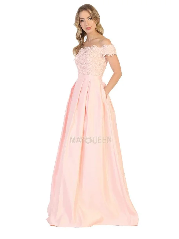 May Queen - MQ1762 Scalloped Lace Bodice A-Line Dress