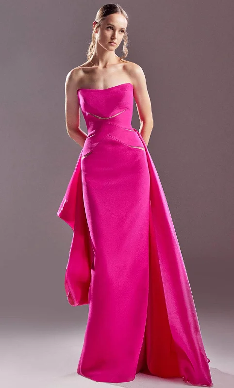 MNM COUTURE G1541 - Strapless Laser Cut-Out Prom Gown