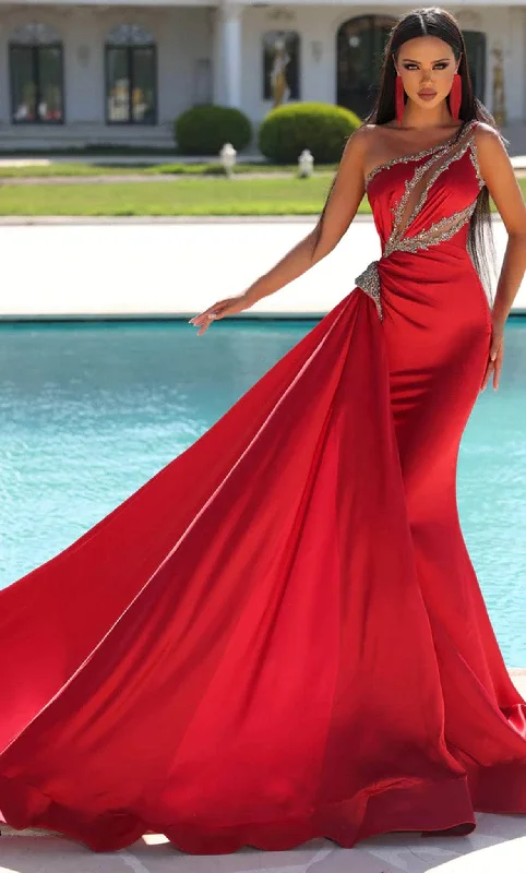 Portia and Scarlett PS23460 - Beaded One Shoulder Evening Gown