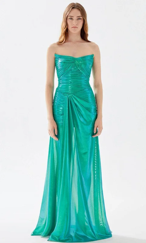 Tarik Ediz 52039 - Scoop Neck Sheath Prom Gown