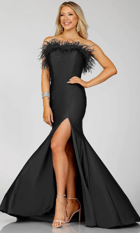 Terani Couture 231P0067 - Feather Detailed Strapless Prom Gown